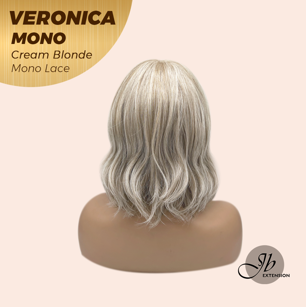 JBEXTENSION VERONICA MONO CREAM BLONDE Monofilament Handmade Wig 6X5 Full Monofilament Hand Tied Top Wig 12 Inches Cream Blonde Wave Mono Lace Wig With Anti-slip Silicone Strips Glueless Wig VERONICA MONO CREAM BLONDE【BENDY EAR TABS】