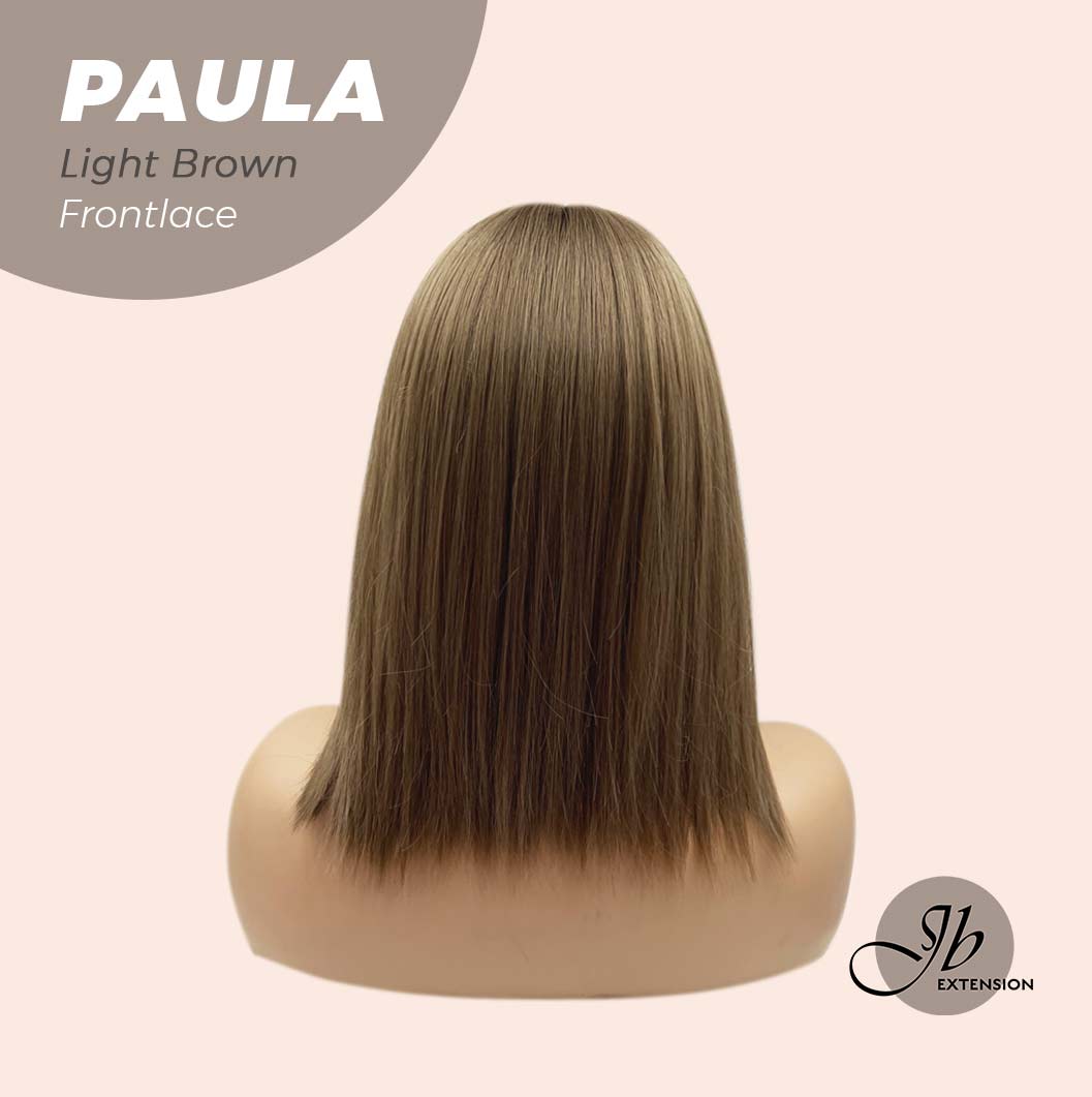 JBEXTENSION 12 Inches Bob Cut Light Brown Straight Pre-Cut Frontlace Glueless Wig PAULA LIGHT BROWN