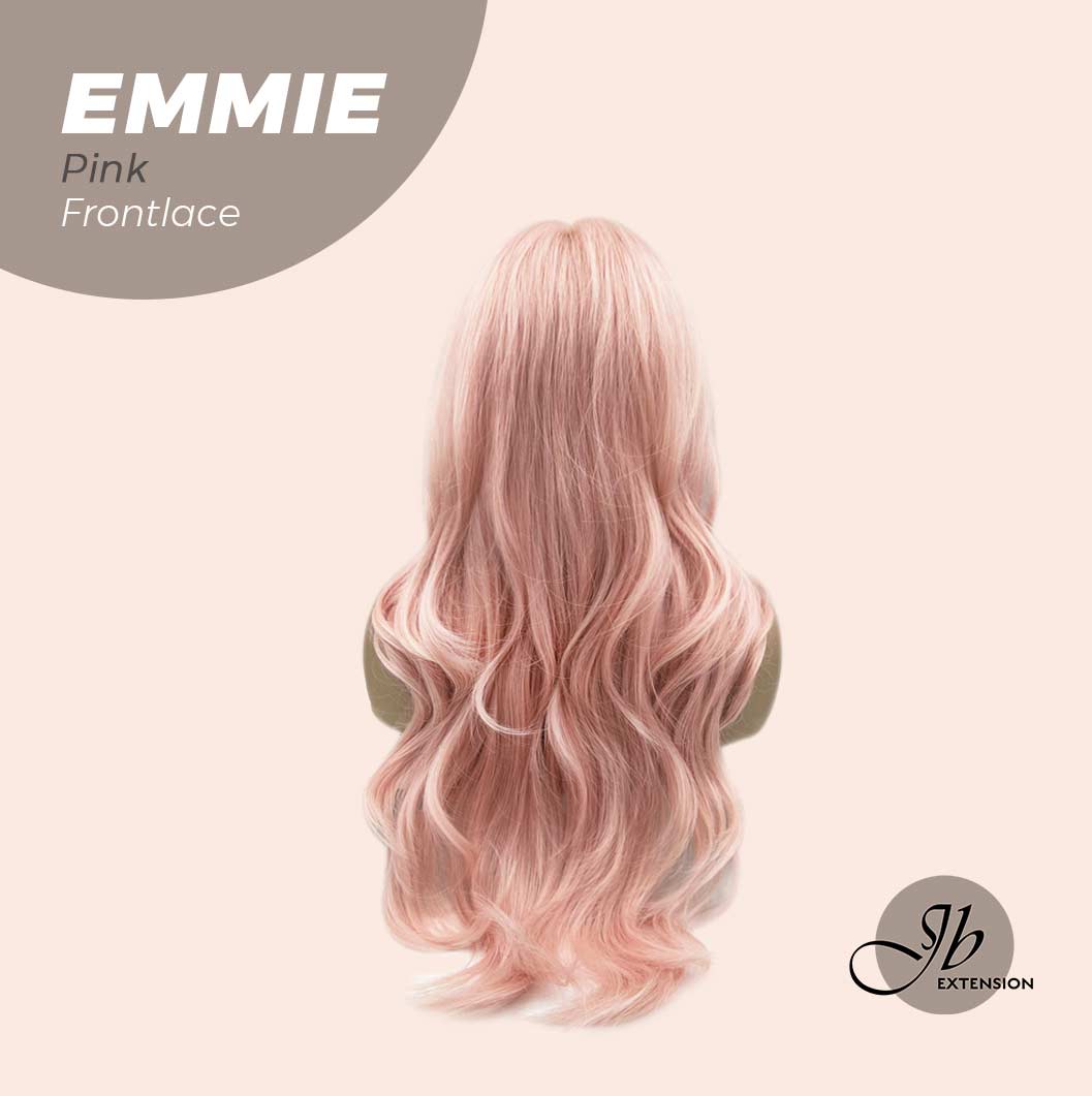 JBEXTENSION 26 Inches Curly Women Pink Wig Pre-Cut Frontlace Glueless Wig EMMIE PINK