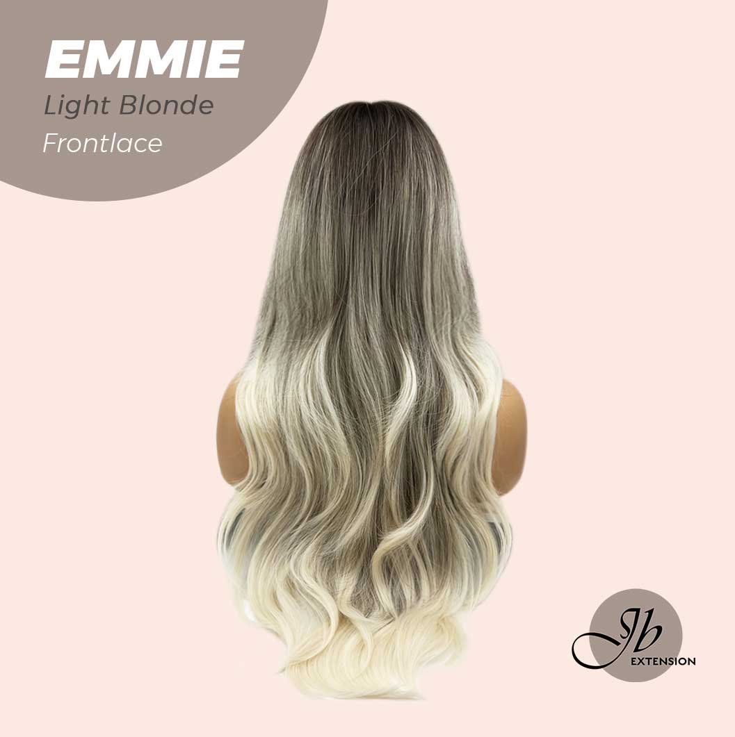 JBEXTENSION 26 Inches Curly Balayage Light Blonde With Dark Root Wig Pre-Cut Frontlace Glueless Wig EMMIE LIGHT BLONDE