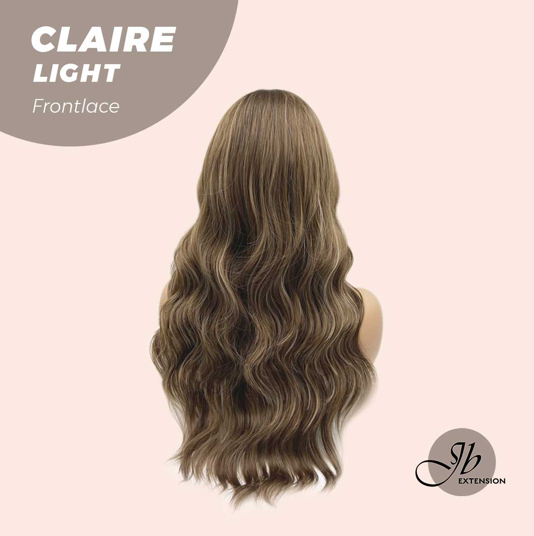 JBEXTENSION 24 Inches Body Wave Light Brown With Highlight Pre-Cut Frontlace Glueless Wig CLAIRE LIGHT