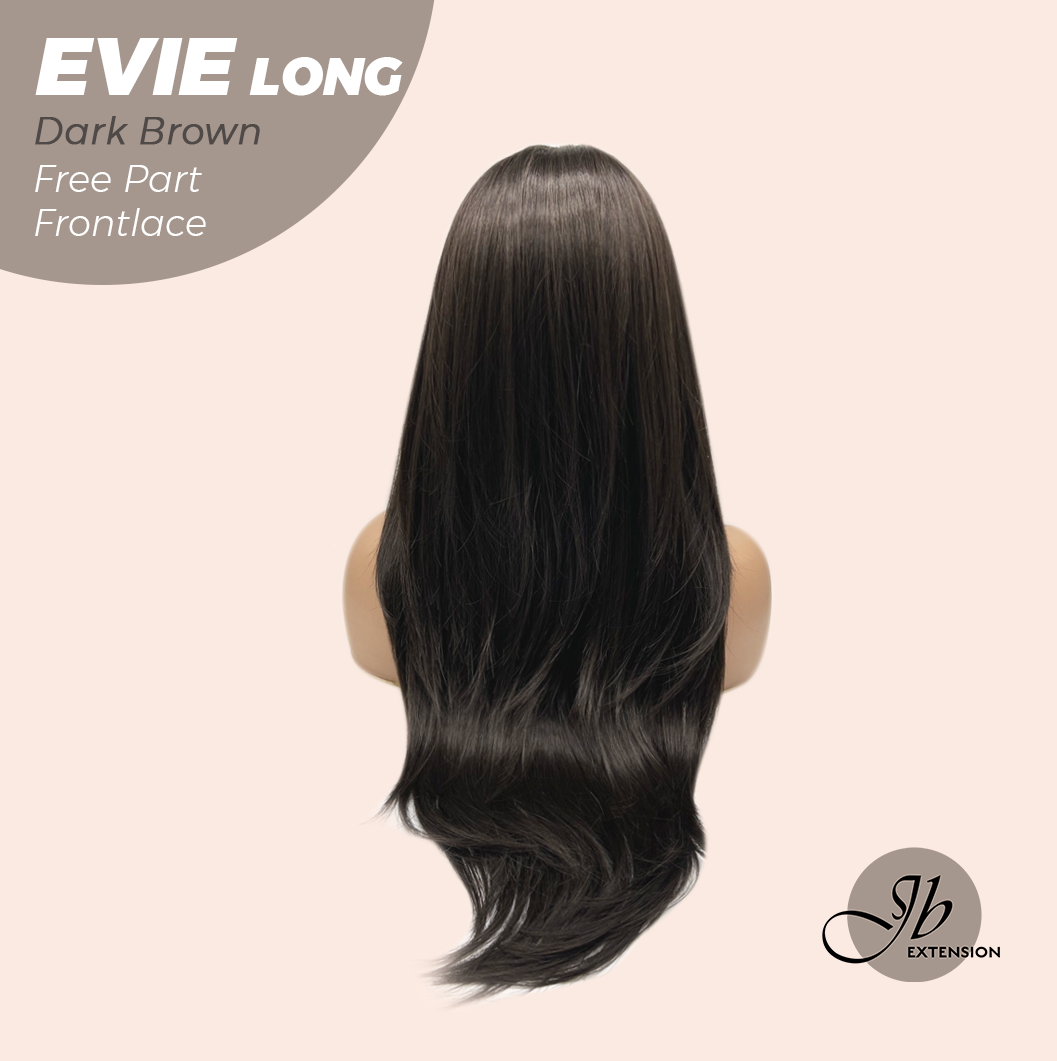 JBEXTENSION 26 Inches Dark Brown Pre-Cut Free Part Frontlace Glueless Wig EVIE LONG