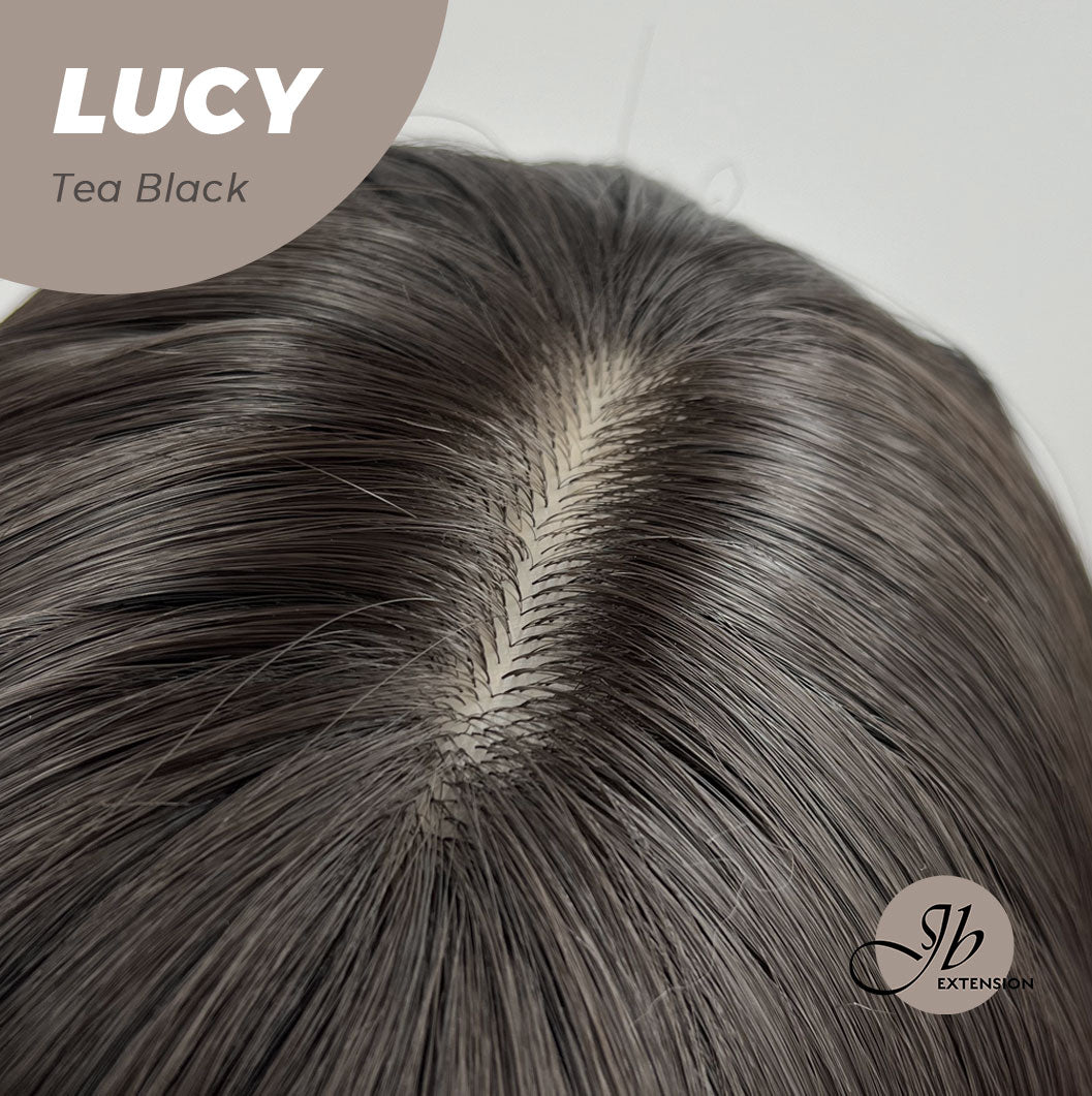 JBEXTENSION 24 Inches Tea Black Darkest Brown Wig With Bangs LUCY TEA BLACK