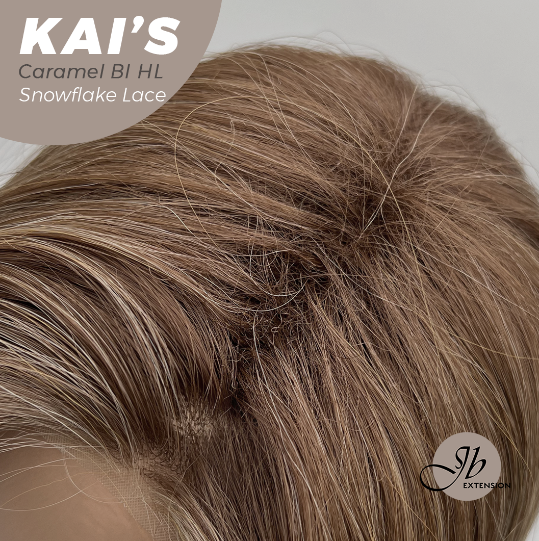 [PRE-ORDER] JBEXTENSION 18 Inches Caramel Blonde Highlight Pre-Cut Snowflake Lace Frontlace Glueless Wig KAI'S CARAMEL BLONDE HIGHLIGHT【PERMATEASE】【BENDY EAR TABS】