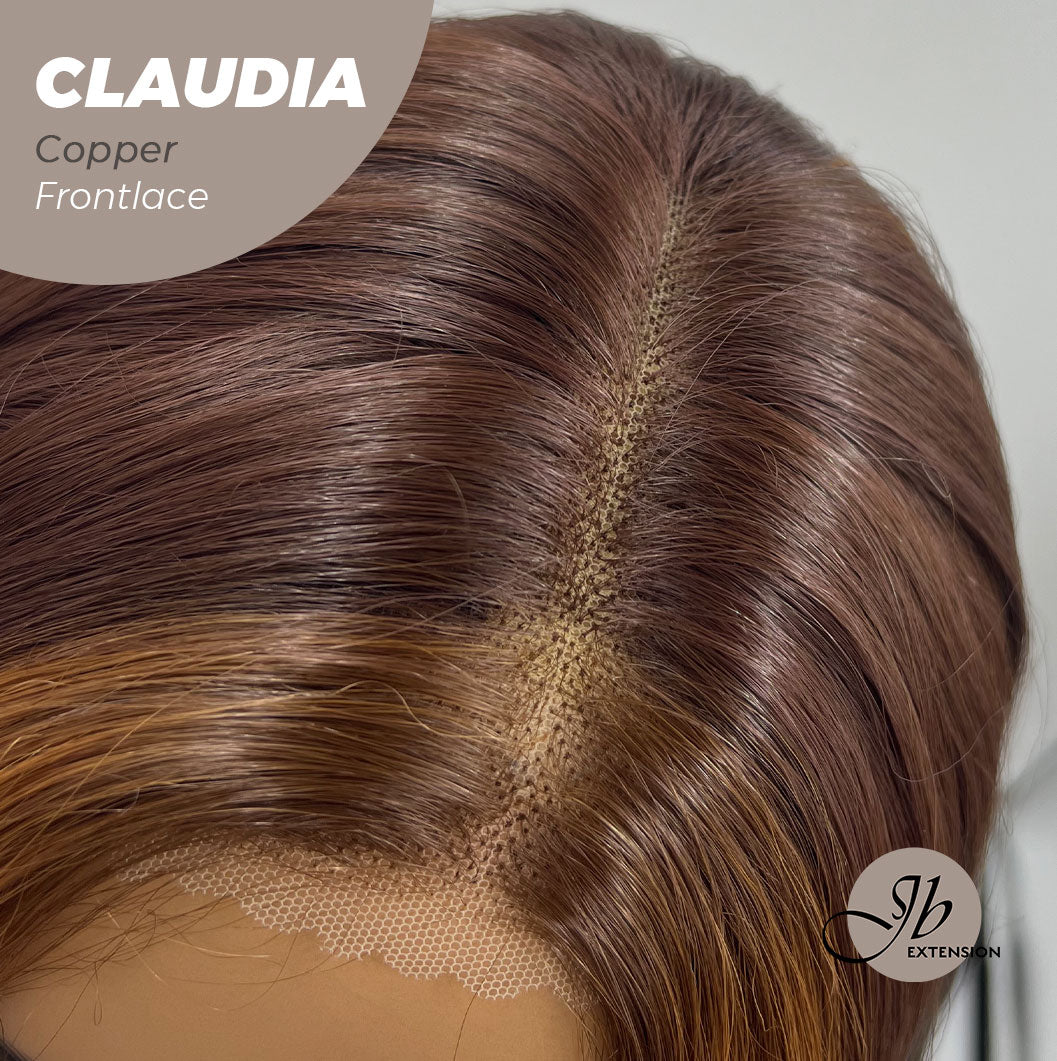 JBEXTENSION 27 Inches Copper Curly Pre-Cut Frontlace Glueless Wig CLAUDIA COPPER