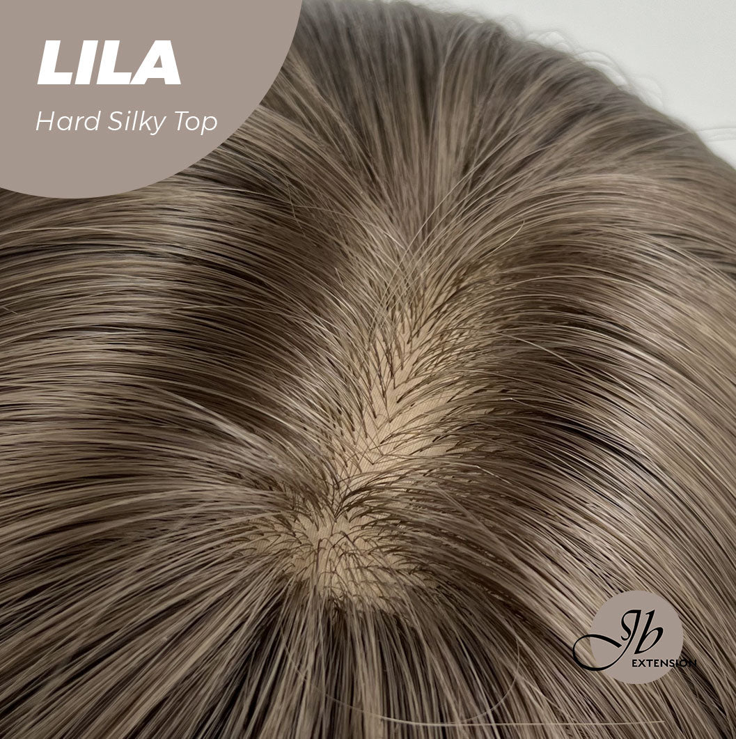 Rachel's Pick-20 Inches Scalpiana Cold Brown Wolf Cut 3.5X4 Hard Silky Top Natural Scalp Effect Wig With Bangs LILA