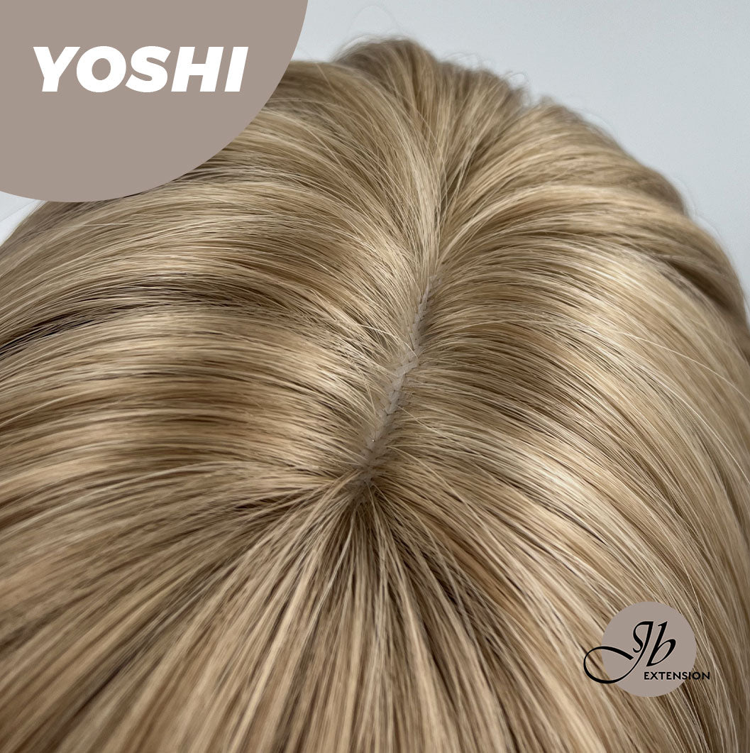 JBEXTENSION 18 Inches Hush Cut Mix Brown Wig With Wispy Bangs YOSHI