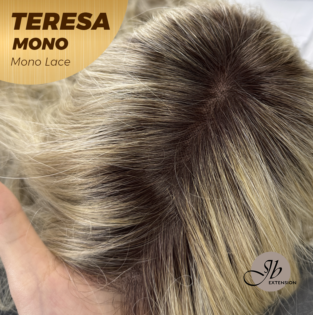 [PRE-ORDER] JBEXTENSION TERESA MONO 16INCH Monofilament Handmade Wig 6X5 Full Monofilament Hand Tied Top Wig 16 Inches Mix Blonde Curly Mono Lace Wig With Anti-slip Silicone Strips Glueless Wig TERESA MONO - 16Inch【BENDY EAR TABS】