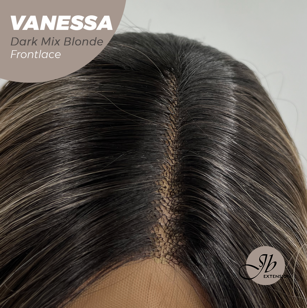 JBEXTENSION 26 Inches Curly Dark Mix Blonde Pre-Cut Frontlace Wig VANESSA DARK MIX BLONDE