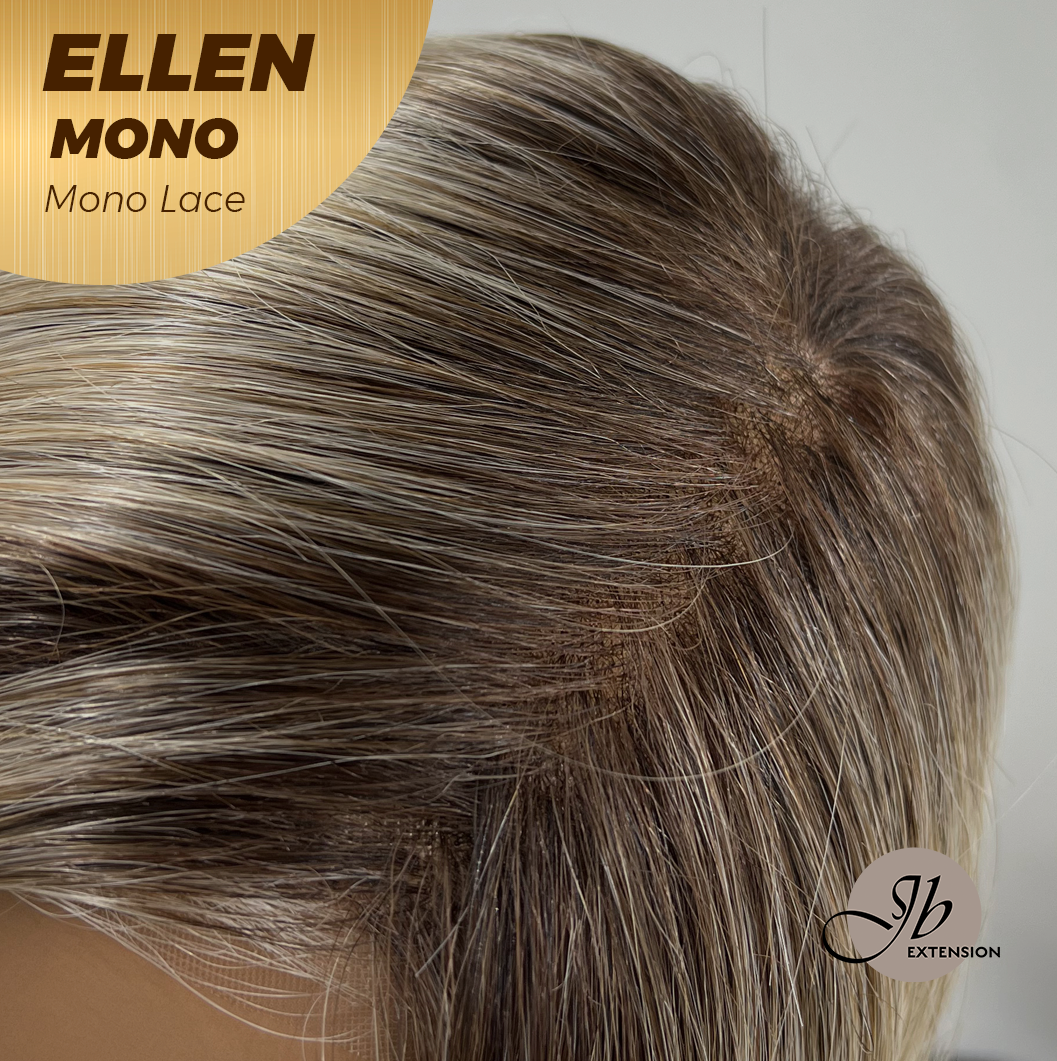 [PRE-ORDER] JBEXTENSION ELLEN MONO Full Monofilament Handmade Full Lace Full Hand Tied Wig 12 Inches Blonde Mono Lace Handmade Futura Fiber Wig Glueless Wig ELLEN MONO【BENDY EAR TABS】