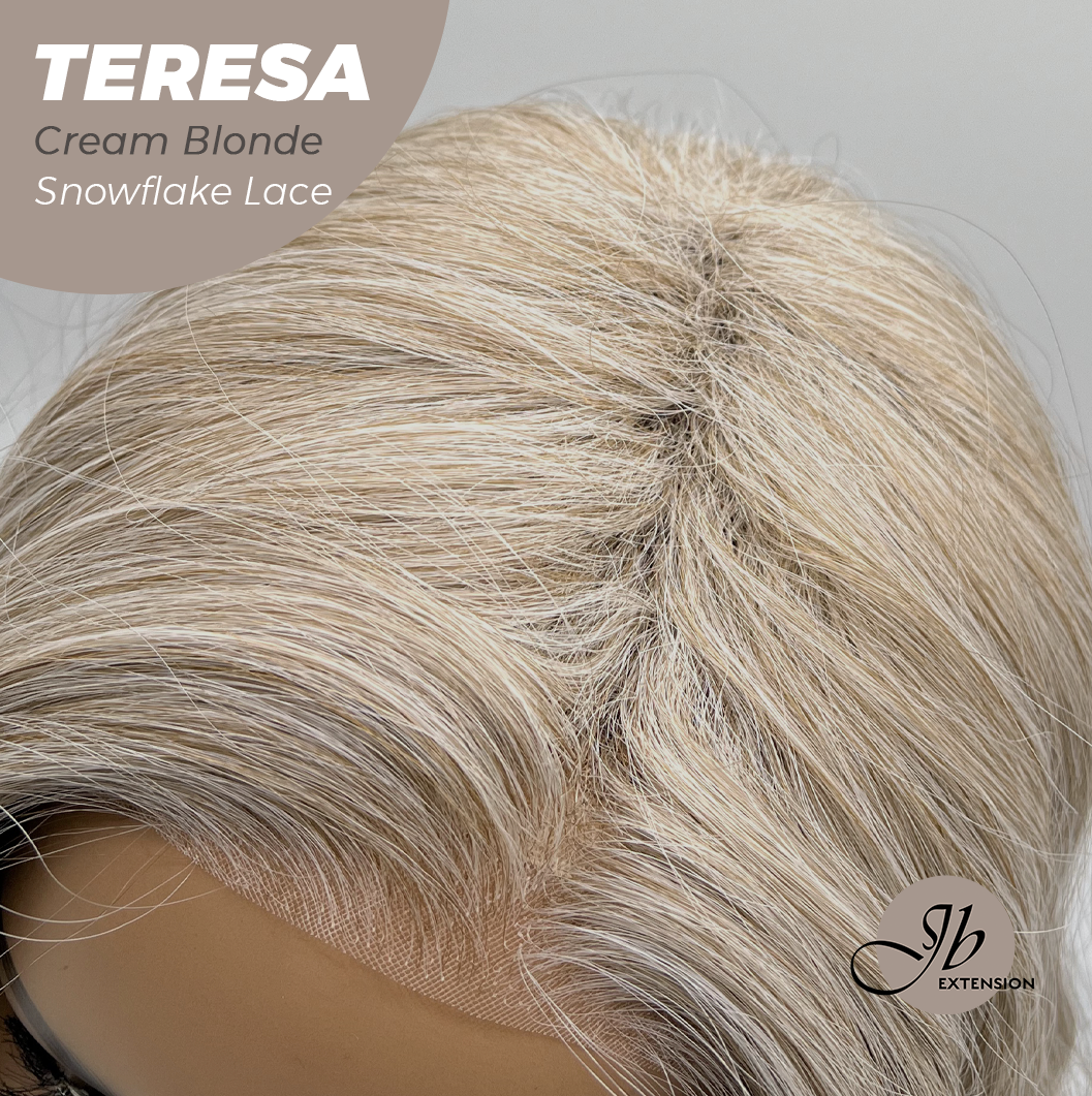 JBEXTENSION 18 Inches Cream Blonde Pre-Cut Snowflake Lace Frontlace Glueless Wig TERESA CREAM BLONDE【PERMATEASE】【BENDY EAR TABS】