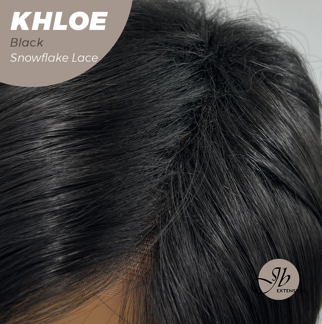 Nichole's Selection -12 Inches Bob Cut Black Pre-Cut Snowflake Lace Frontlace Glueless Wig KHLOE BLACK【PERMATEASE】【BENDY EAR TABS】