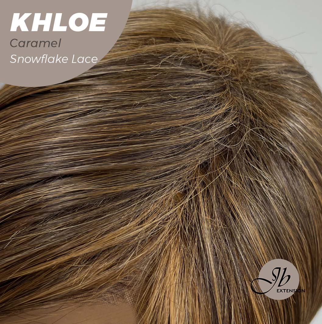 Nichole's Selection - 12 Inches Bob Cut Caramel Pre-Cut Snowflake Lace Frontlace Glueless Wig KHLOE LACE【PERMATEASE】【BENDY EAR TABS】