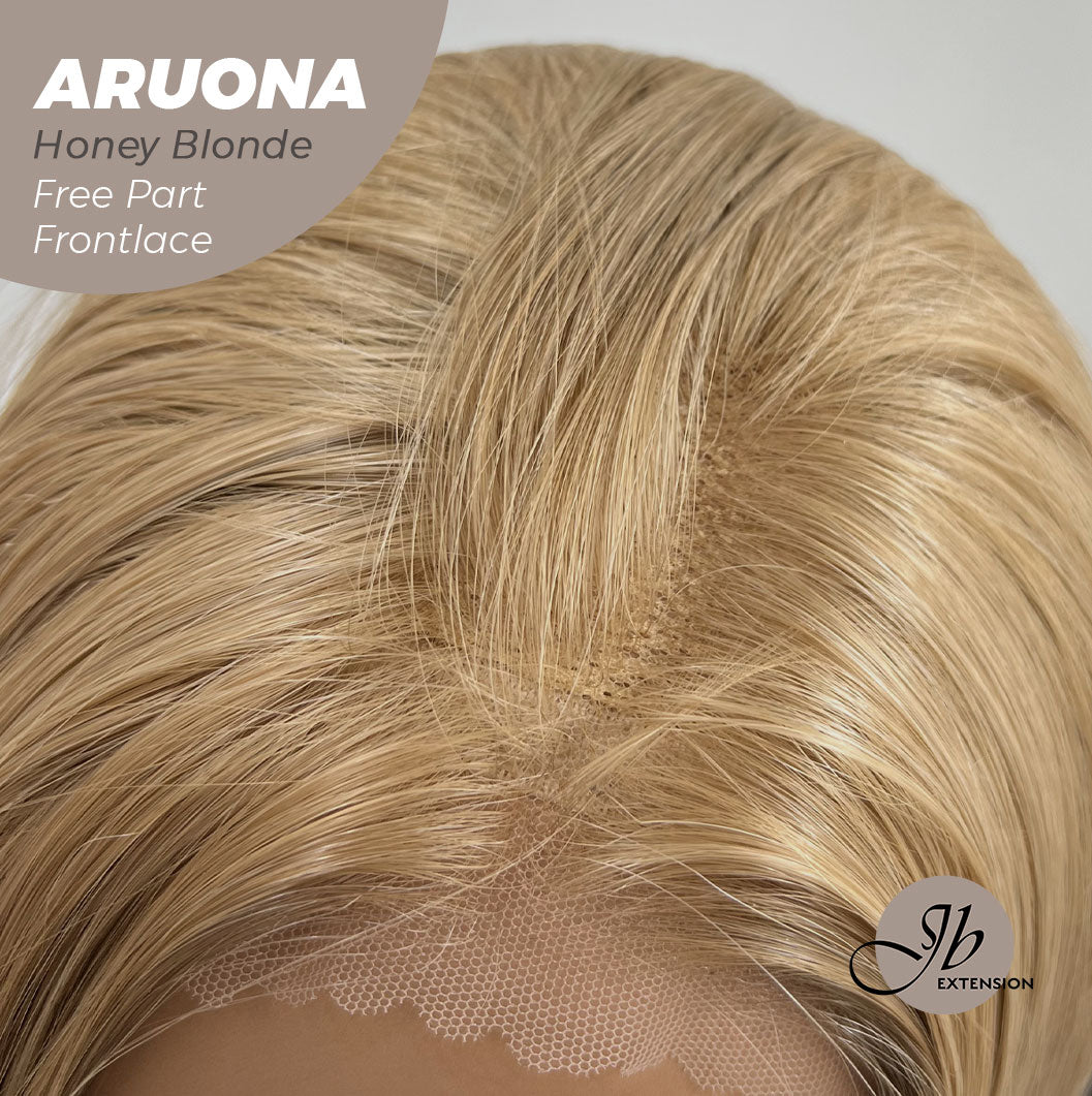 JBEXTENSION 28 Inches Honey Blonde Straight 13X3.5 Free Part Pre-Cut Frontlace Glueless Wig ARUONA HONEY BLONDE