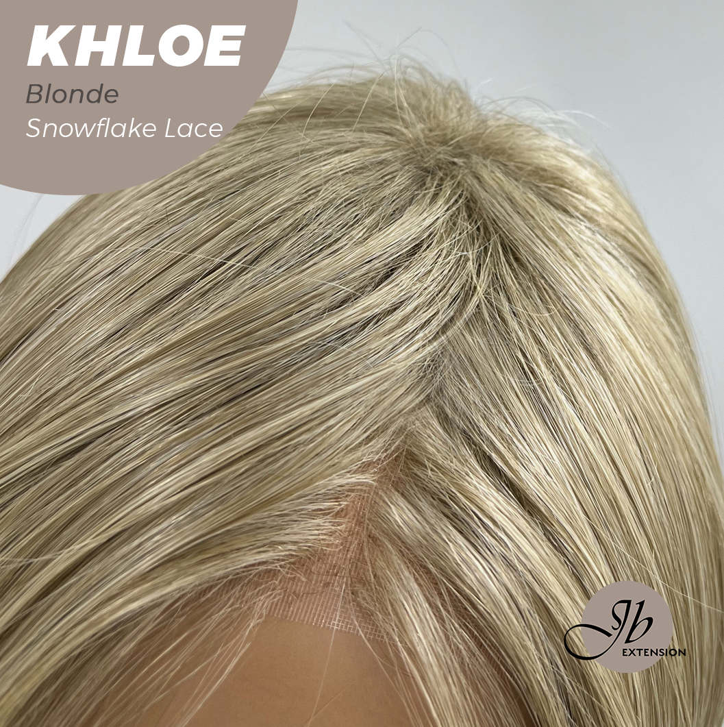 JBEXTENSION 12 Inches Bob Cut Blonde Pre-Cut Snowflake Lace Frontlace Glueless Wig KHLOE BLONDE【PERMATEASE】【BENDY EAR TABS】
