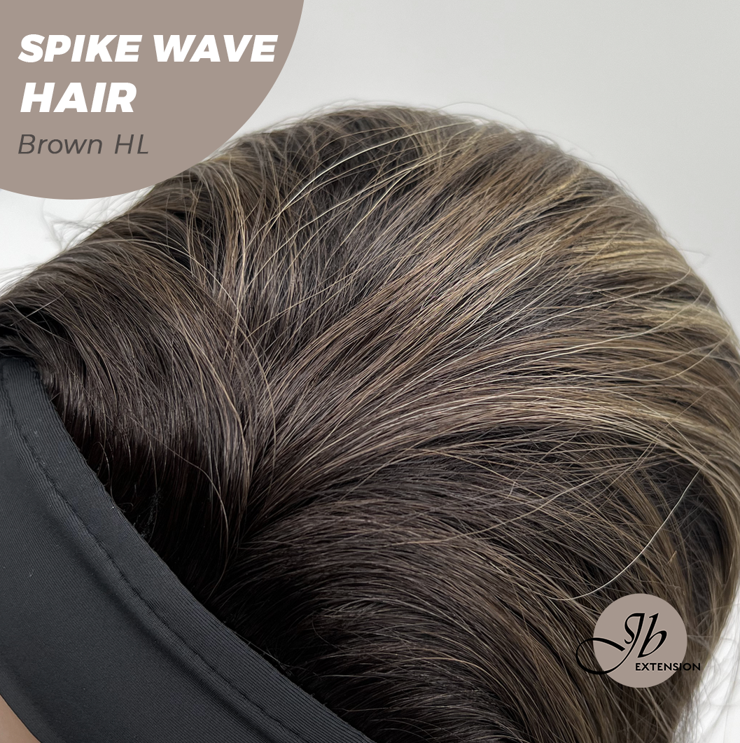 JBEXTENSION 24 Inches Long Curly Hair Brown Highlight Headband Wig SPIKE WAVE HAIR - BROWN HIGHLIGHT