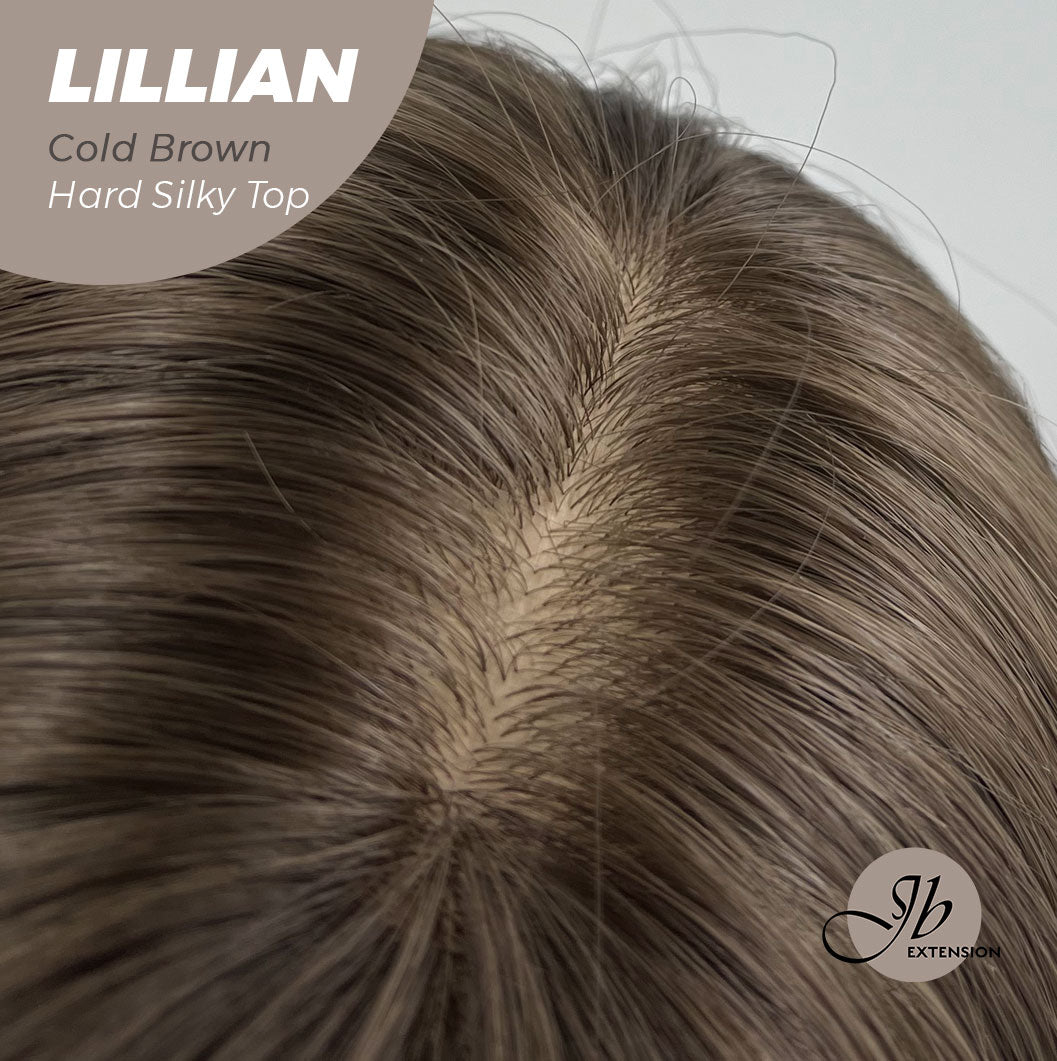 JBEXTENSION 26 Inches Scalpiana Cold Brown Curly 3.5X4 Hard Silky Top Natural Scalp Effect Wig LILLIAN COLD BROWN