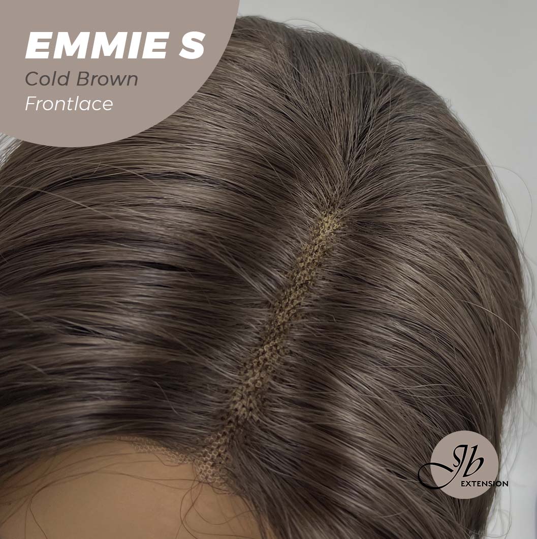 JBEXTENSION 22 Inches Curly Cold Brown Pre-Cut Frontlace Glueless Wig EMMIE S COLD BROWN