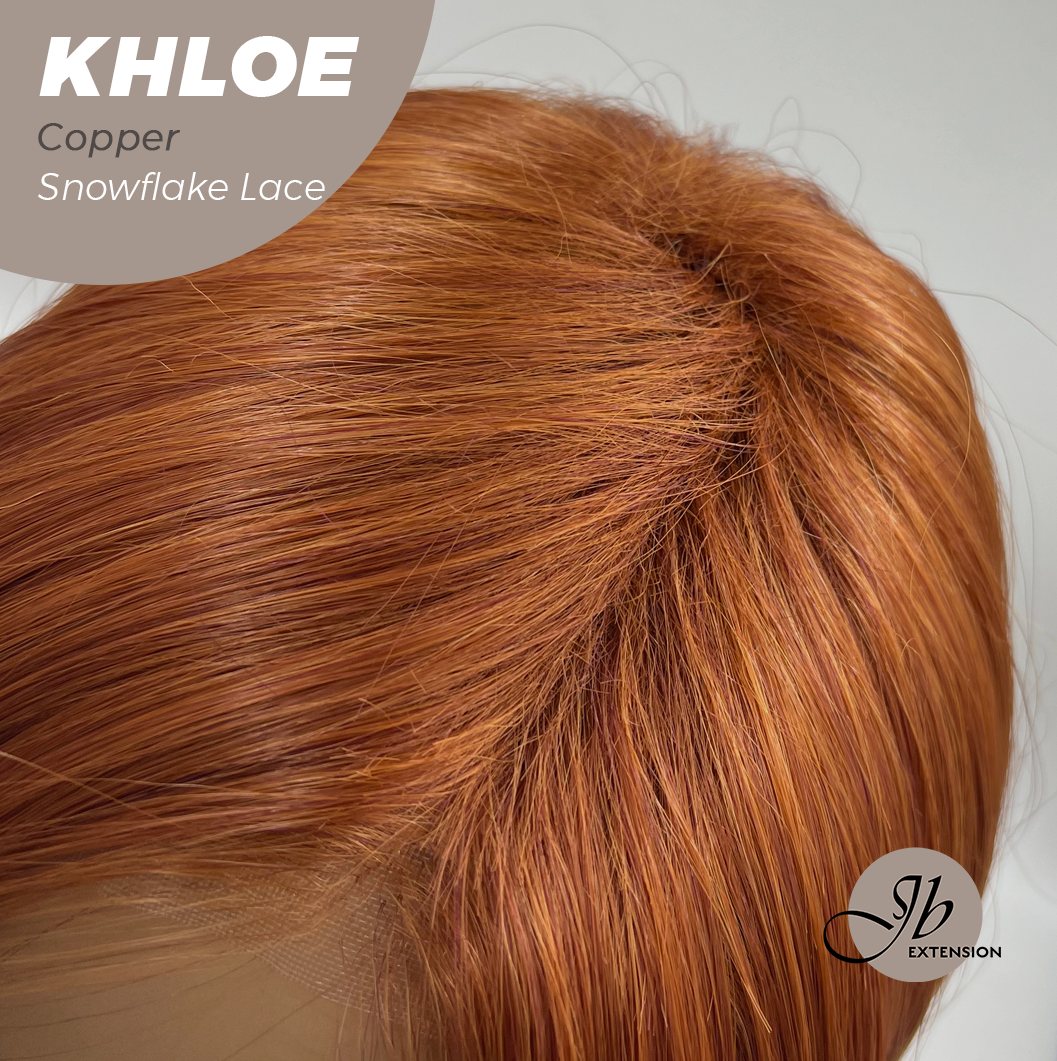 HOT OF SEASON - 12 Inches Bob Cut Copper Pre-Cut Snowflake Lace Frontlace Glueless Wig KHLOE COPPER【PERMATEASE】【BENDY EAR TABS】