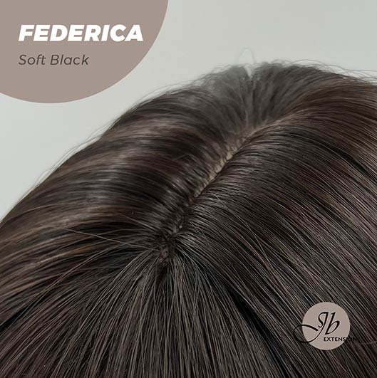 JBEXTENSION 16 Inches Short Bob Cut Soft Black Wig With Bangs FEDERICA SOFT BLACK