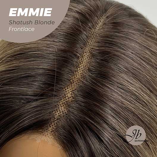 JBEXTENSION 26 Inches Curly Women Shatush Blonde Wig Pre-Cut Frontlace Glueless Wig EMMIE SHATUSH BLONDE