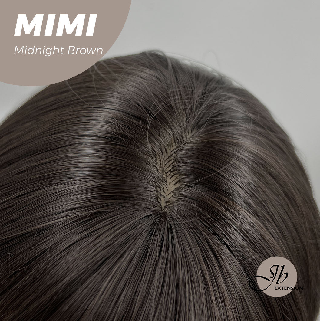 JBEXTENSION 18 Inches Midnight Brown( Black/Brown) Body Wave With Full Bangs Wig MIMI MIDNIGHT BROWN