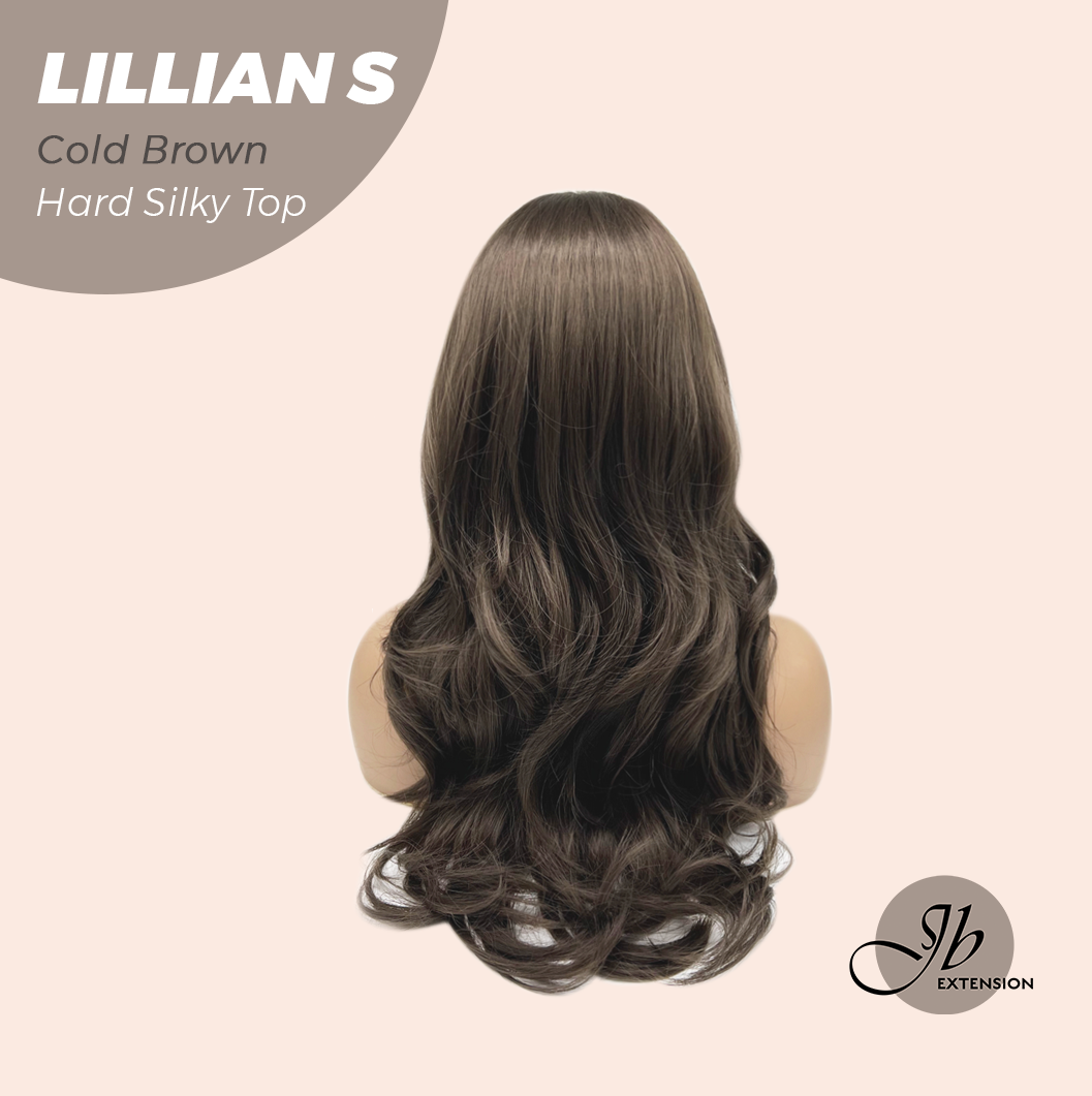 JBEXTENSION 22 Inches Scalpiana Cold Brown Curly 3.5X4 Hard Silky Top Natural Scalp Effect Wig LILLIAN S COLD BROWN