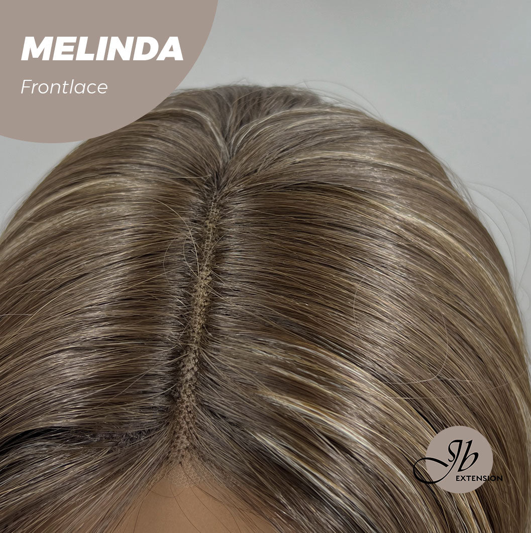 Nichole's Selection -  18 Inches Brown With Highlight Pre-Cut Frontlace Glueless Side Part Wig MELINDA