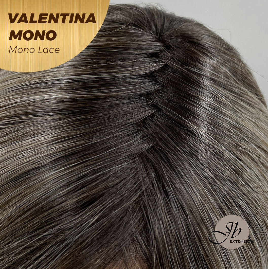 JBEXTENSION VALENTINA MONO Monofilament Handmade Wig 6X5 Full Monofilament Hand Tied Top Wig 12 Inches Ombre Brown Full Mono Lace Wig With Anti-slip Silicone Strips Glueless Wig VALENTINA MONO【BENDY EAR TABS】