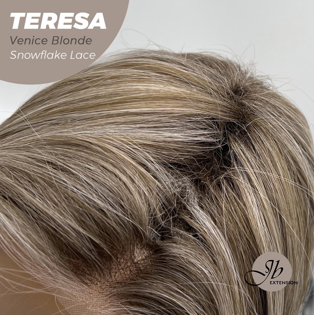 JBEXTENSION 18 Inches Venice Blonde Pre-Cut Snowflake Lace Frontlace Glueless Wig TERESA VENICE BLONDE【PERMATEASE】【BENDY EAR TABS】