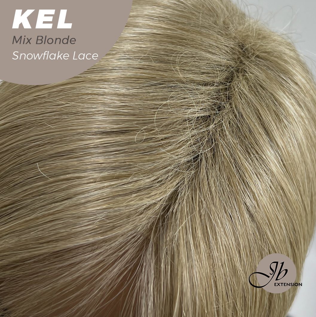 JBEXTENSION 22 Inches Mix Blonde Pre-Cut Snowflake Lace Frontlace Glueless Wig KEL MIX BLONDE【PERMATEASE】【BENDY EAR TABS】- M/L