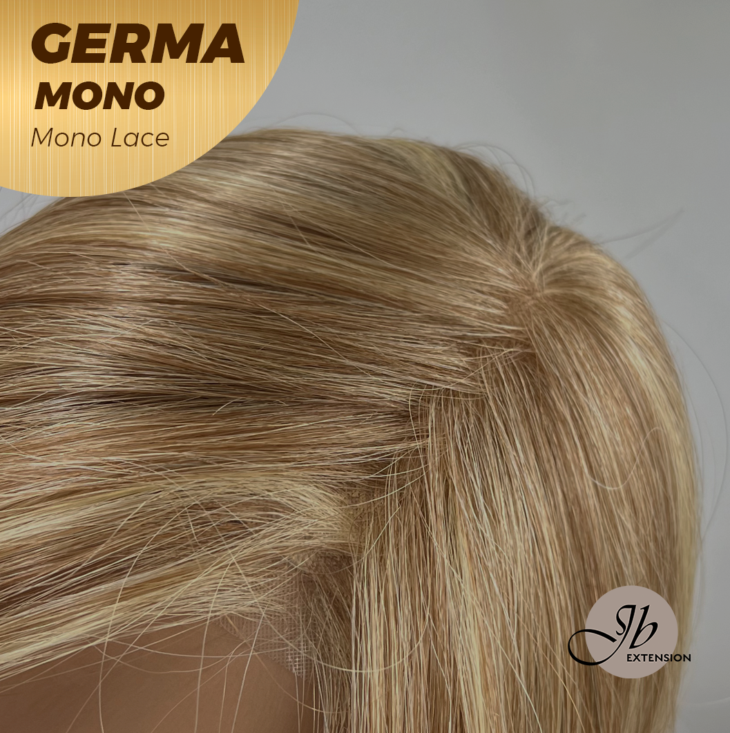 JBEXTENSION GERMA MONO Full Monofilament Handmade Full Lace Full Hand Tied Wig 20 Inches Honey Blonde Mono Lace Handmade Futura Fiber Wig Glueless Wig GERMA MONO【BENDY EAR TABS】