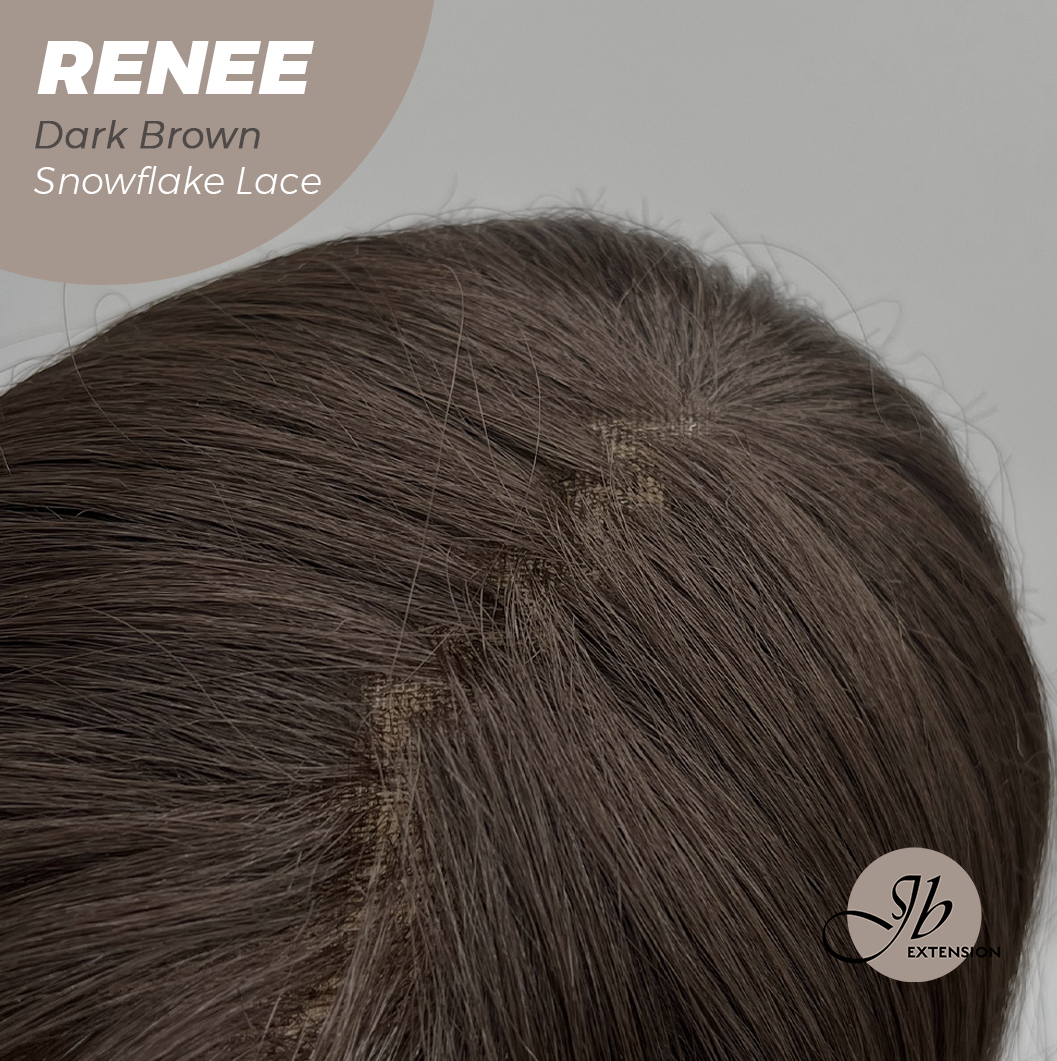 JBEXTENSION 21 Inches Dark Brown Pre-Cut T Part Snowflake Lace Frontlace Glueless Wig RENEE DARK BROWN【BENDY EAR TABS】