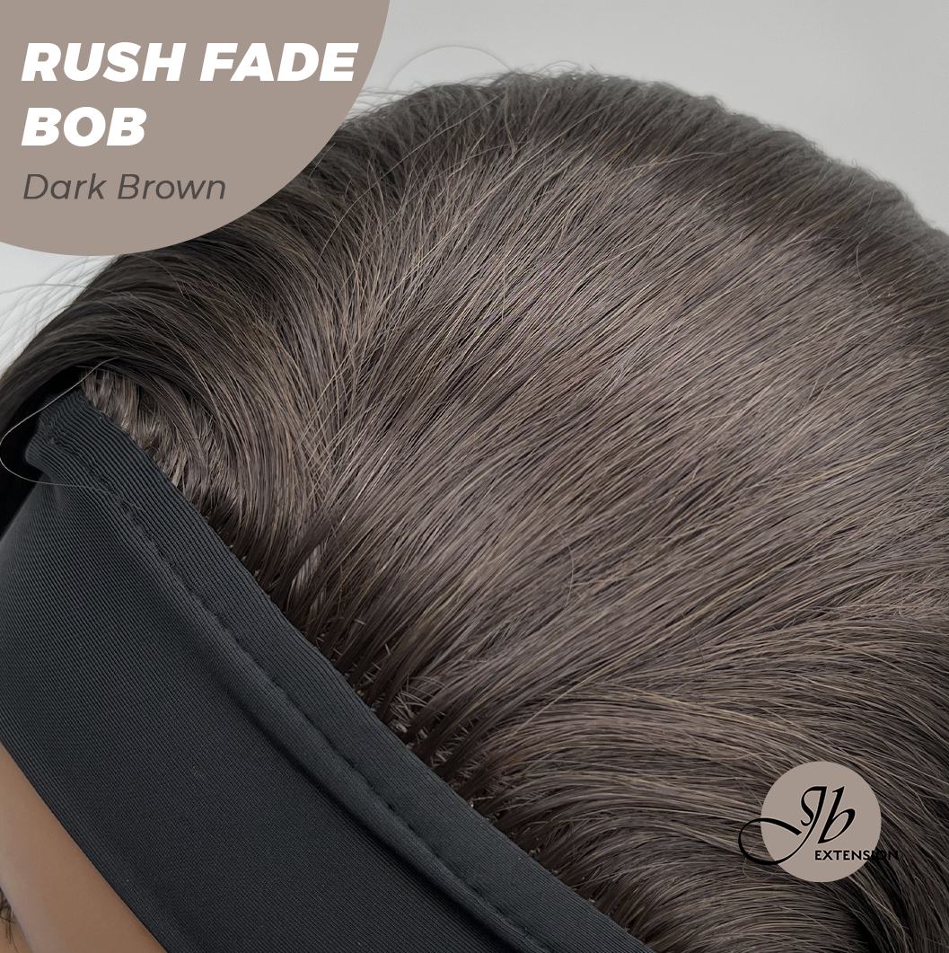 JBEXTENSION 12 Inches Short Hair Dark Brown Headband Wig RUSH FADE BOB - DARK BROWN