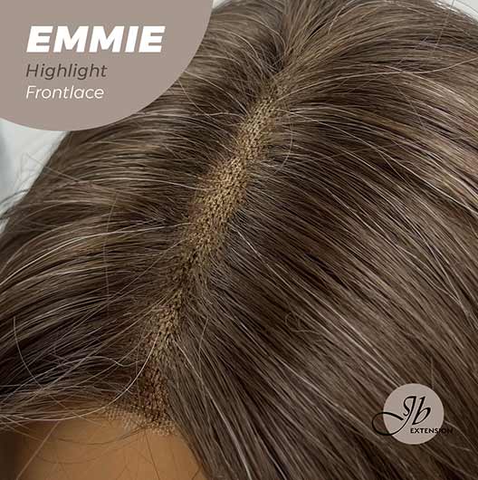 JBEXTENSION 26 Inches Curly Women Brown With Highlight Wig Pre-Cut Frontlace Glueless Wig EMMIE HIGHLIGHT