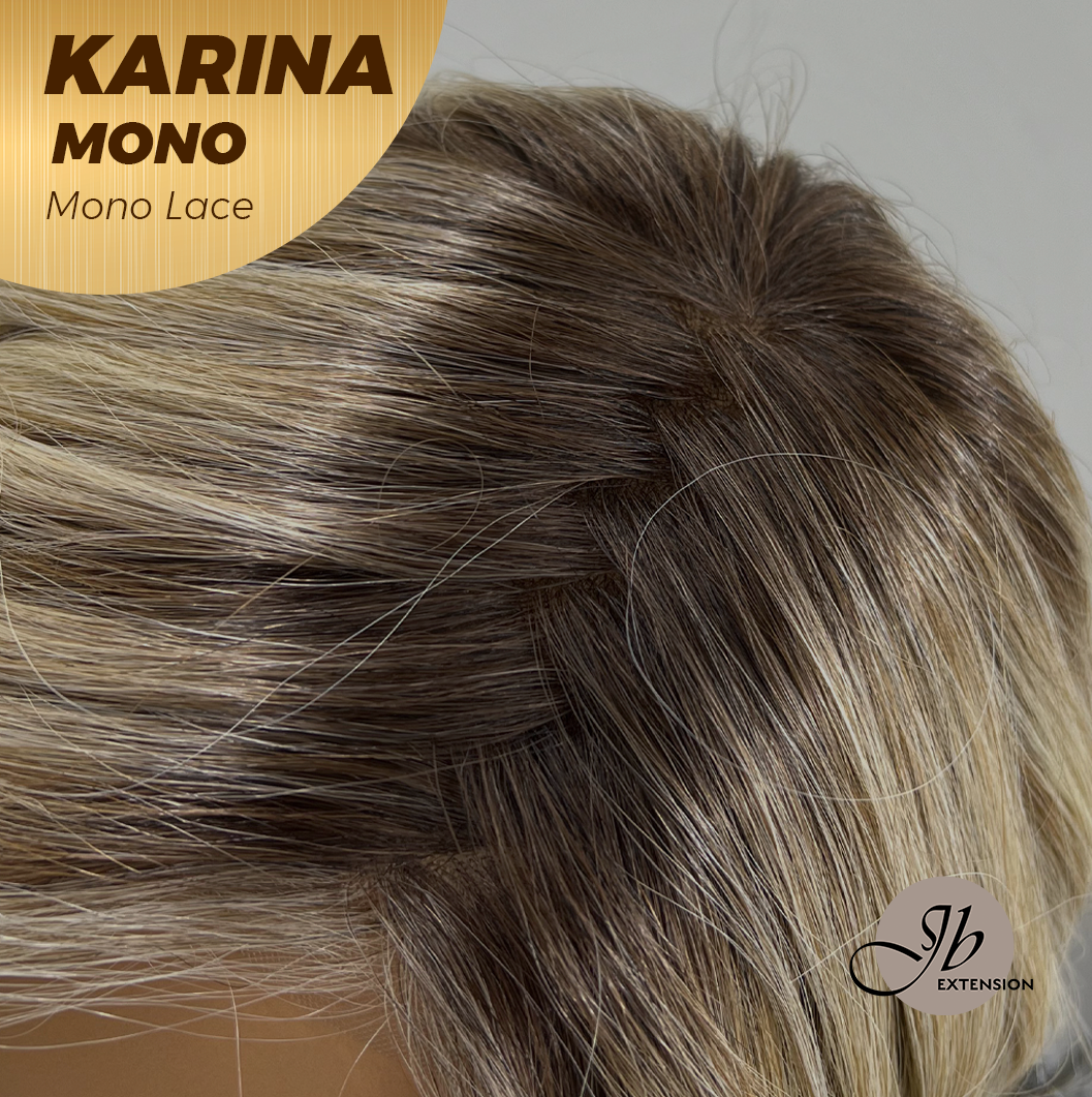 JBEXTENSION KARINA MONO Full Monofilament Handmade Full Lace Full Hand Tied Wig 14 Inches Blonde Mono Lace Handmade Futura Fiber Wig Glueless Wig KARINA MONO【BENDY EAR TABS】