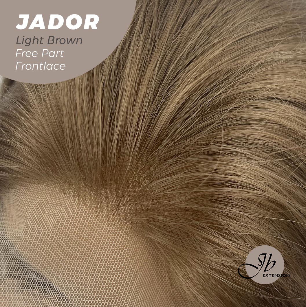 JBEXTENSION 10 Inches Light Brown Curly Lace Front Wig.Pre Plucked 13*4 HD Transparent Lace Frontal Handmade Futura Fiber Swiss Lace Synthetic Fiber Glueless Wig JADOR LIGHT BROWN