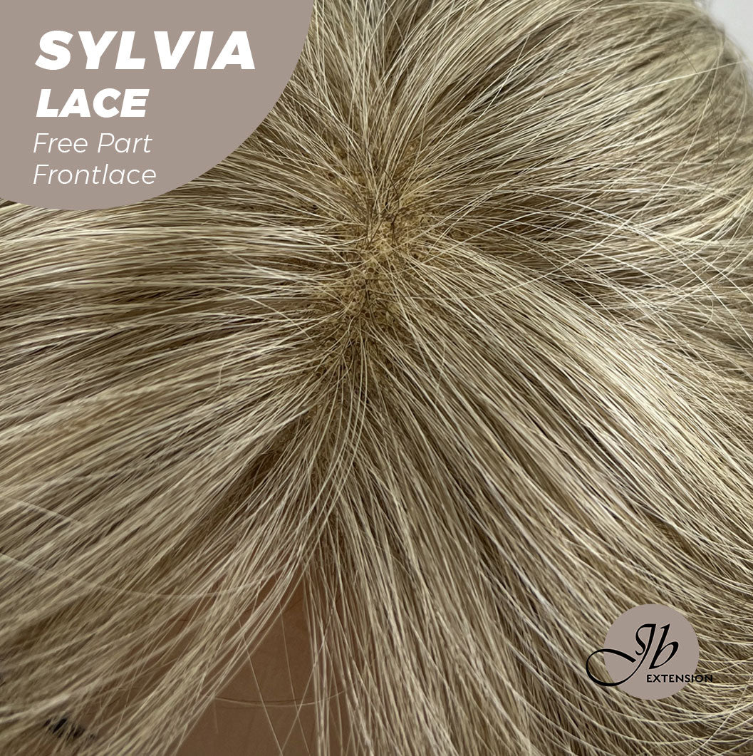 JBEXTENSION 20 Inches Dirty Blonde Curly Free Part Pre-Cut Frontlace Glueless Wig SYLVIA LACE