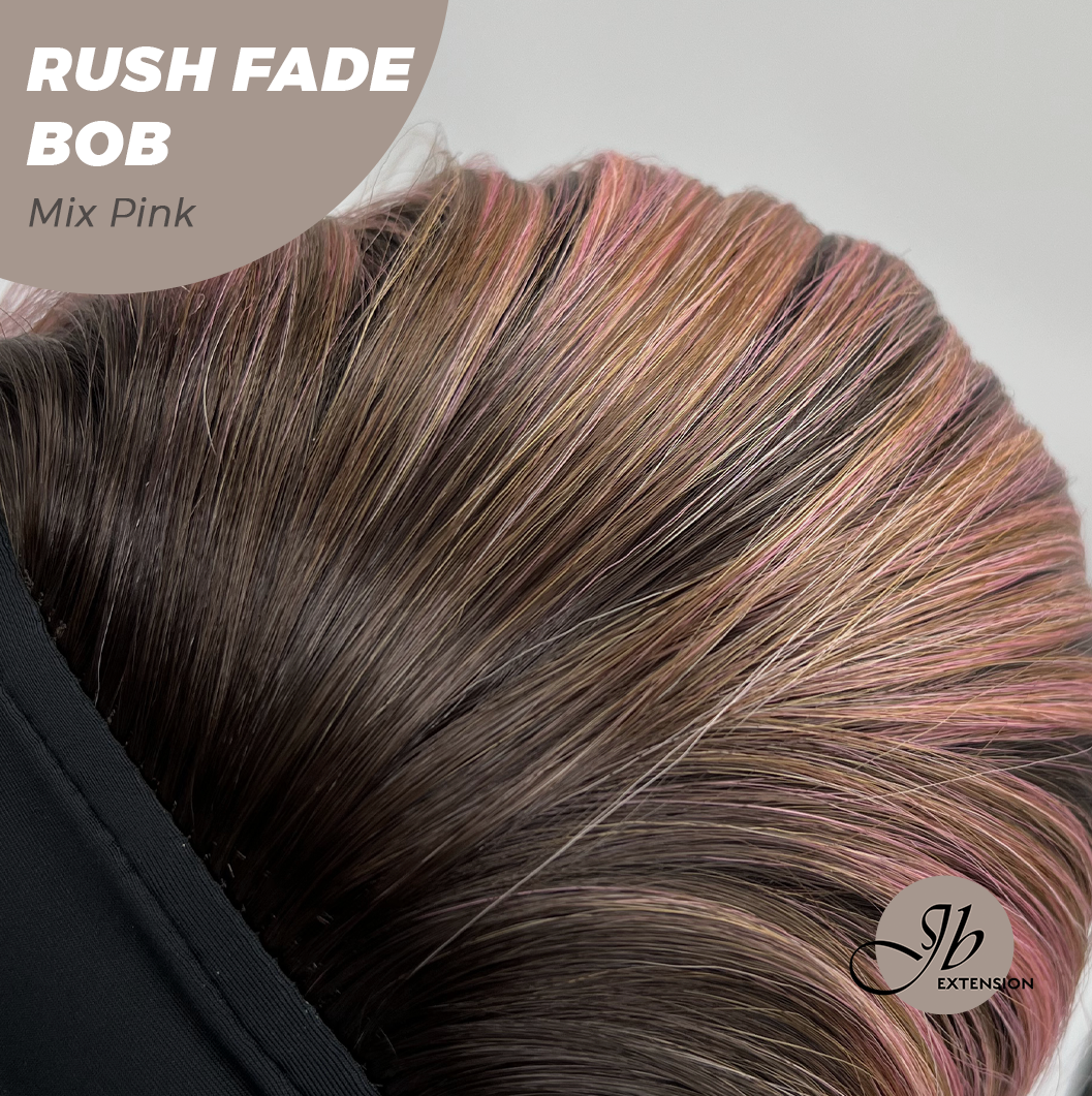 JBEXTENSION 12 Inches Short Hair Mix Pink Headband Wig RUSH FADE BOB - MIX PINK