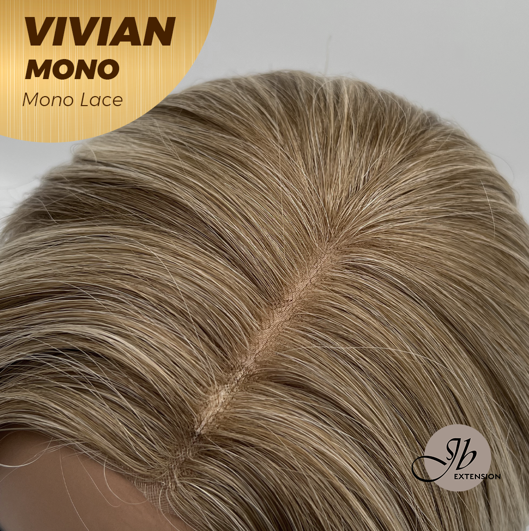 JBEXTENSION VIVIAN MONO Monofilament Handmade Wig 6X5 Full Monofilament Hand Tied Top Wig 12 Inches Blonde Wave Mono Lace Wig With Anti-slip Silicone Strips Glueless Wig VIVIAN MONO【BENDY EAR TABS】