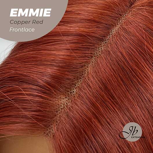 JBEXTENSION 26 Inches Curly Women Copper Red Wig Pre-Cut Frontlace Glueless Wig EMMIE COPPER RED