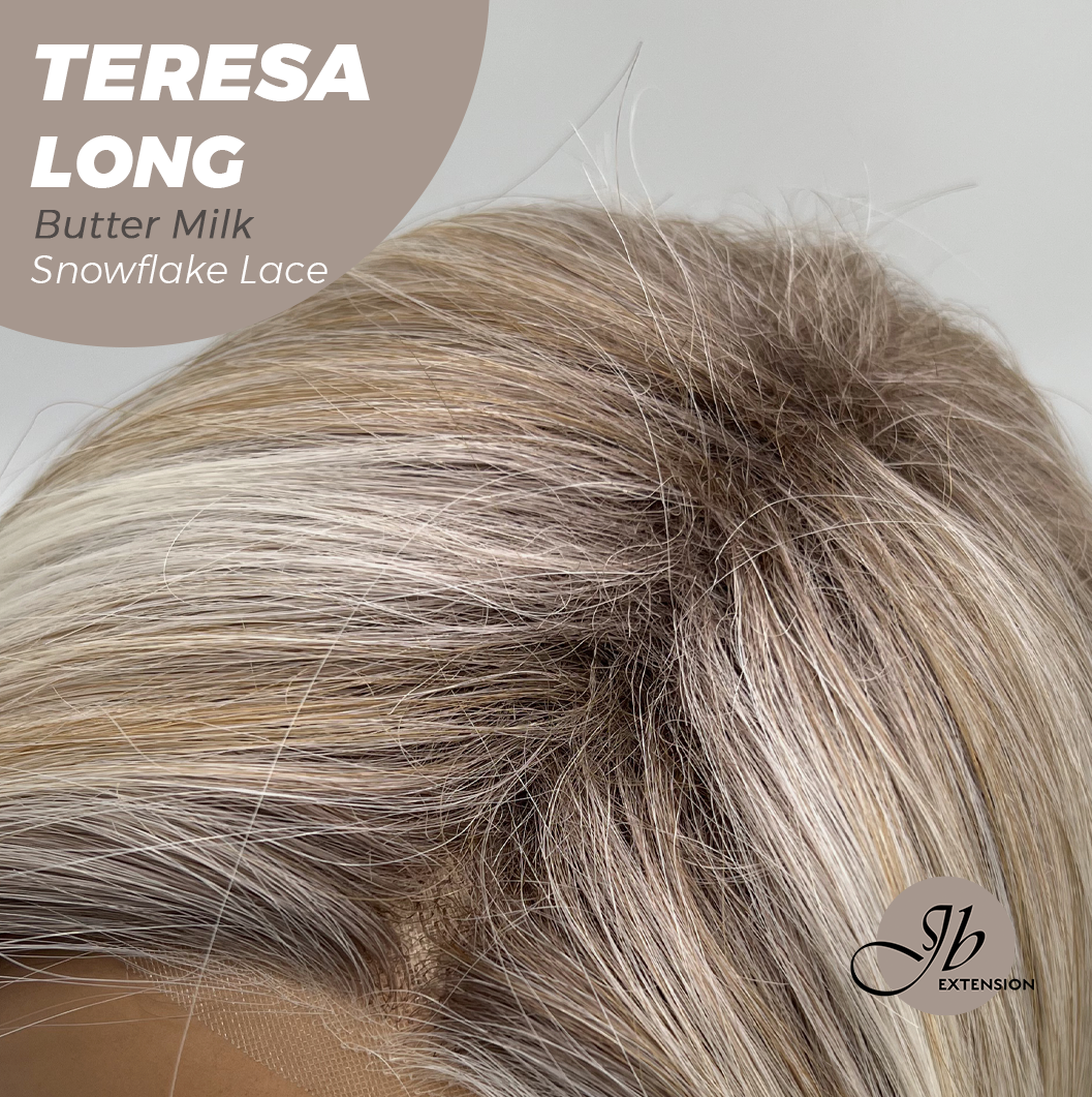 JBEXTENSION 22 Inches Long Butter Milk Pre-Cut Snowflake Lace Frontlace Glueless Wig TERESA LONG BUTTER MILK【PERMATEASE】【BENDY EAR TABS】