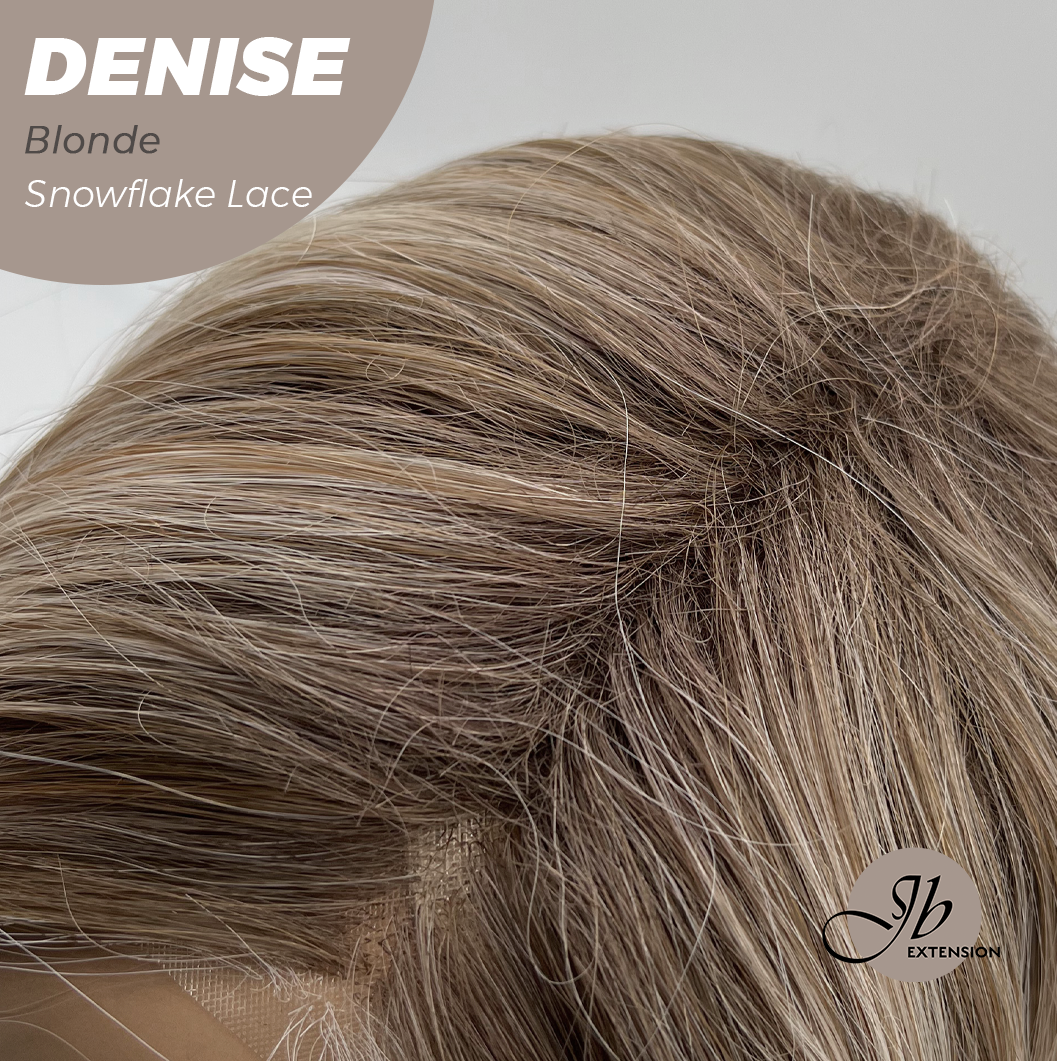 JBEXTENSION 24 Inches Blonde Wave Pre-Cut Snowflake Lace Frontlace Glueless Wig DENISE BLONDE【PERMATEASE】【BENDY EAR TABS】- M/L