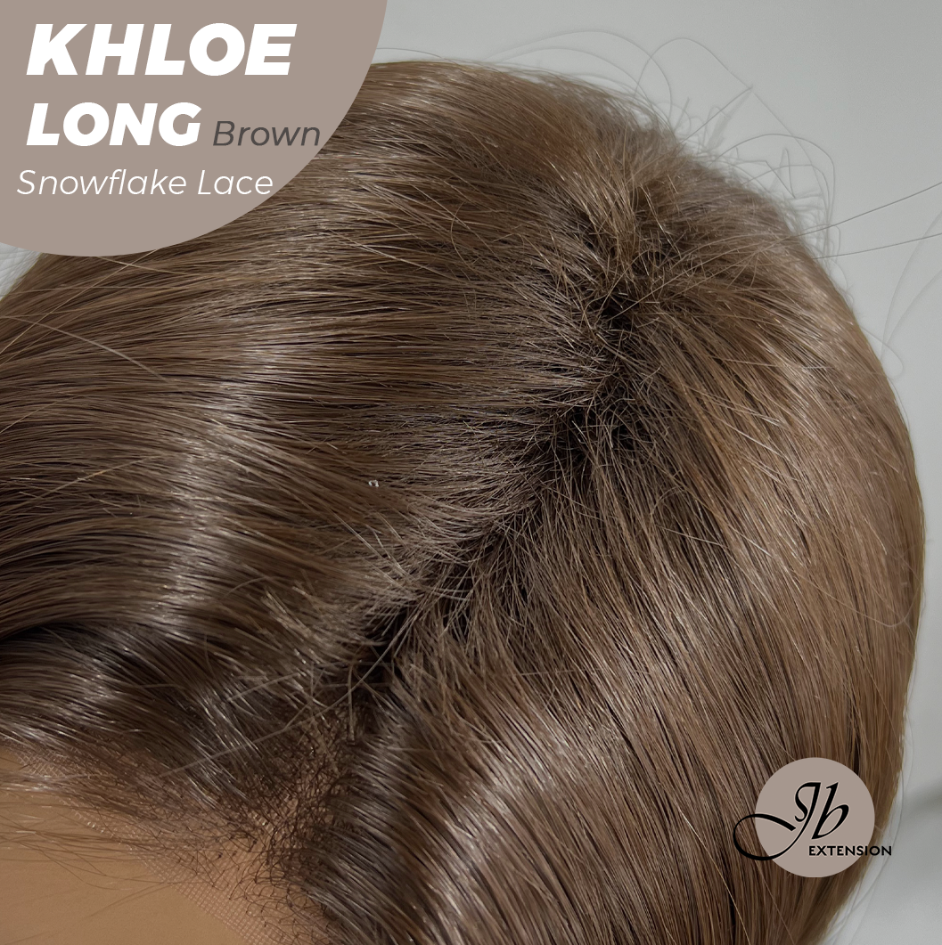 HOT OF SEASON - 18 Inches Brown Pre-Cut Snowflake Lace Frontlace Glueless Wig KHLOE LONG BROWN【PERMATEASE】【BENDY EAR TABS】