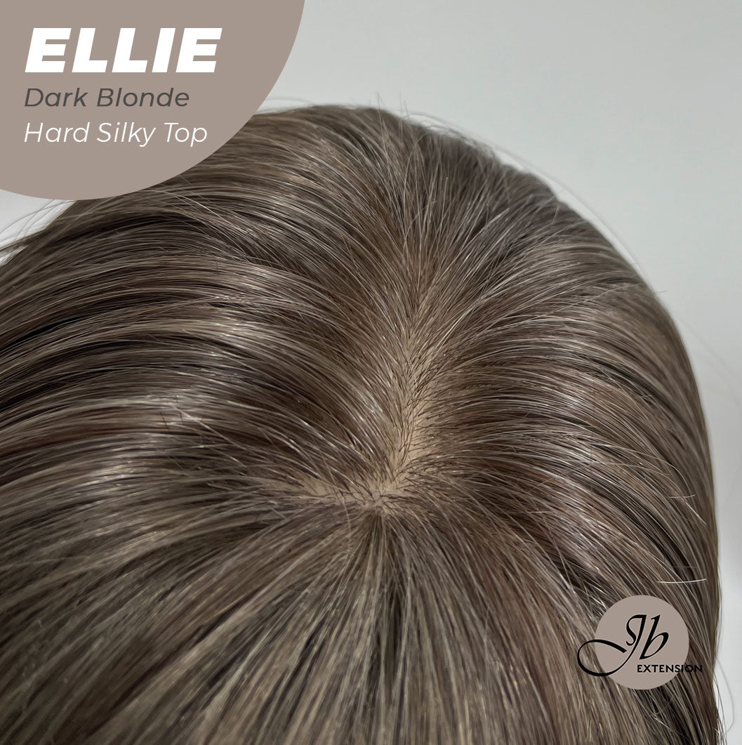 JBEXTENSION 26 Inches Scalpiana Dark Blonde Wolf Cut 3.5X4 Hard Silky Top Natural Scalp Effect Wig With Bangs ELLIE DARK BLONDE Silk Top