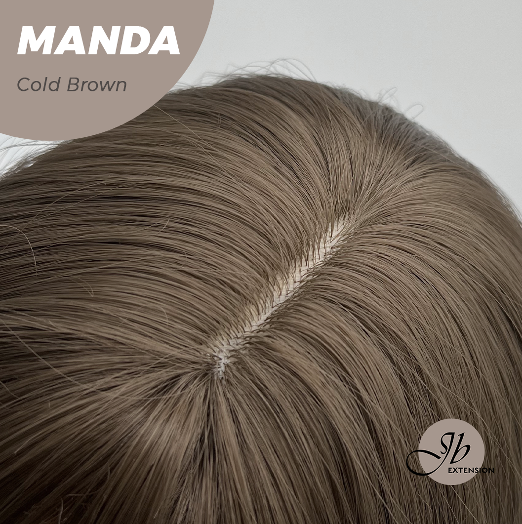 JBEXTENSION 26 Inches Long Cold Brown Body Wave with Bangs MANDA COLD BROWN