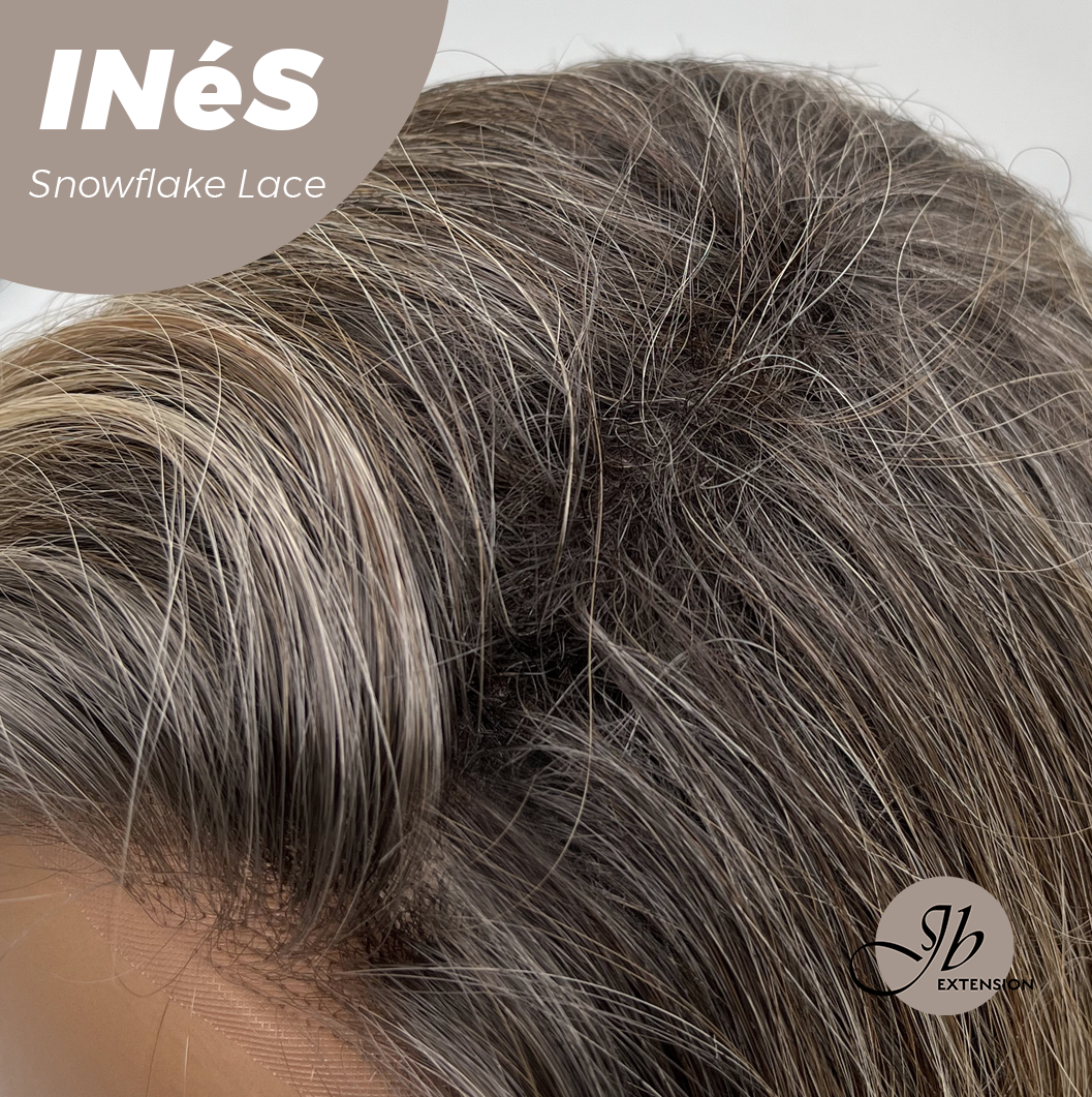 JBEXTENSION 22 Inches Mix Blonde Pre-Cut Snowflake Lace Frontlace Glueless Wig INéS SNOWFLAKE【PERMATEASE】【BENDY EAR TABS】- S/M