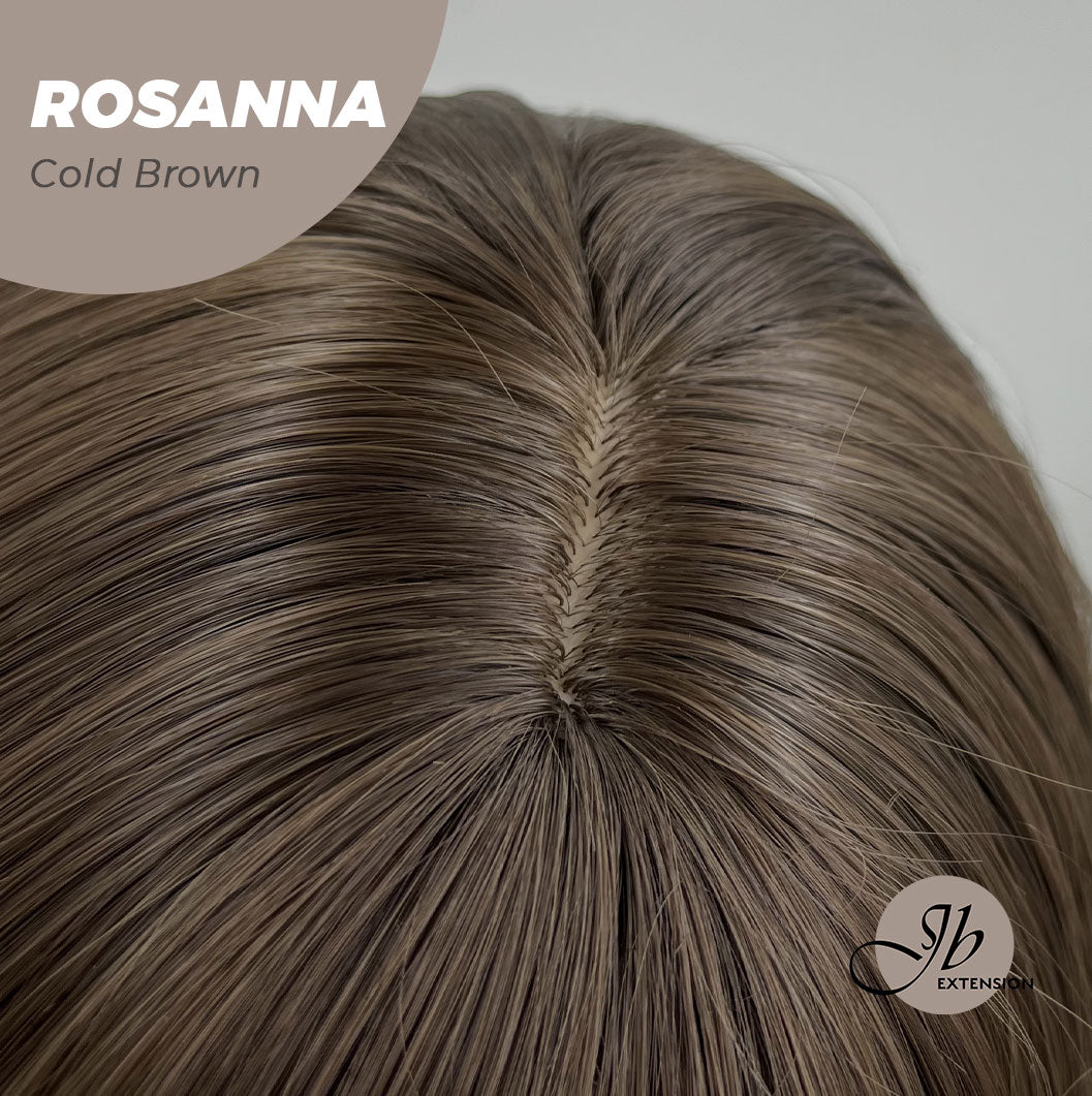JBEXTENSION 28 Inches Long Body Wave Cold Brown Wig With Bangs ROSANNA COLD BROWN