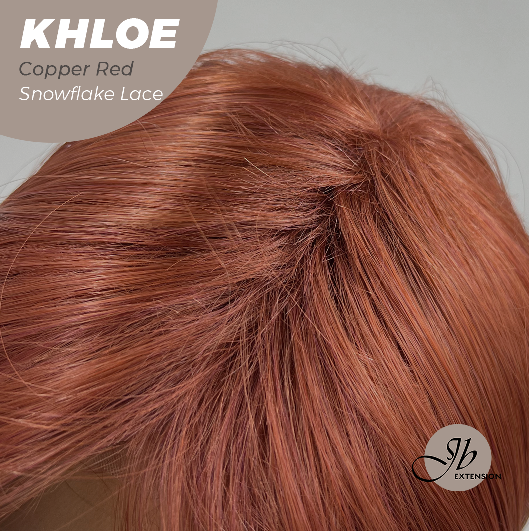 HOT OF SEASON - 12 Inches Bob Cut Copper Red Pre-Cut Snowflake Lace Frontlace Glueless Wig KHLOE COPPER RED【PERMATEASE】【BENDY EAR TABS】