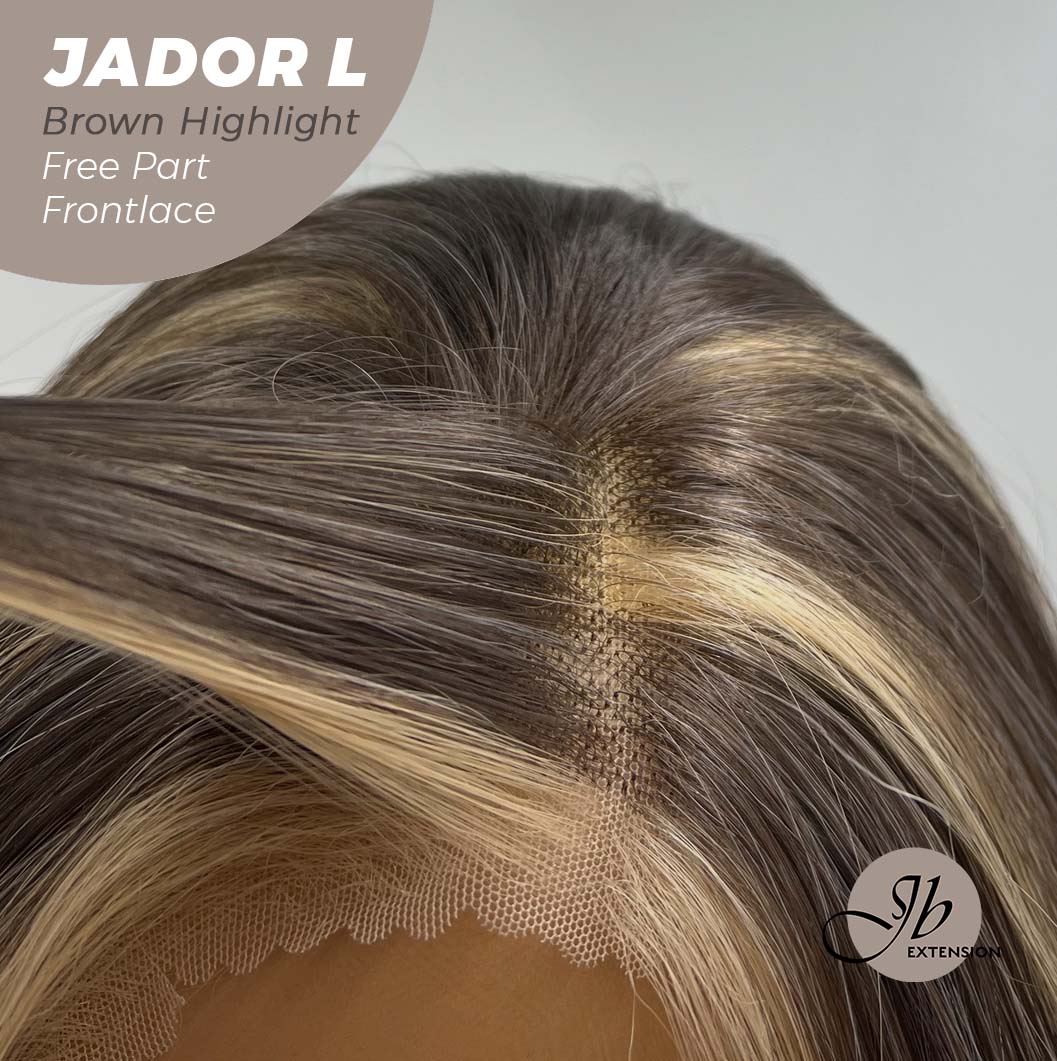 JBEXTENSION 24 Inches Brown Highlight Curly Lace Front Wig.Pre Plucked 13*4 HD Transparent Lace Frontal Handmade Futura Fiber Swiss Lace Synthetic Fiber Pre-Cut Lace Glueless Wig JADOR L BROWN HIGHLIGHT